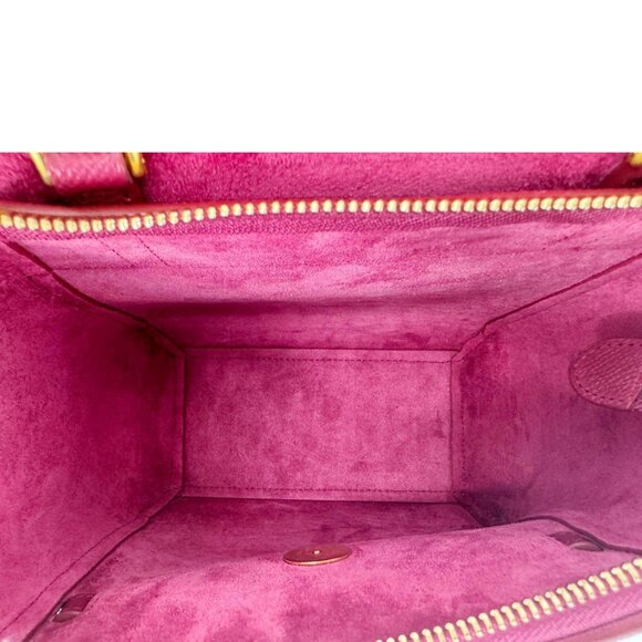 Celine  Micro Belt Grained Calfskin Leather Shoulder Bag Burgundy - Picture 15 of 16